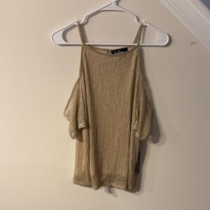 Lulu's Metallic Gold Knit Top